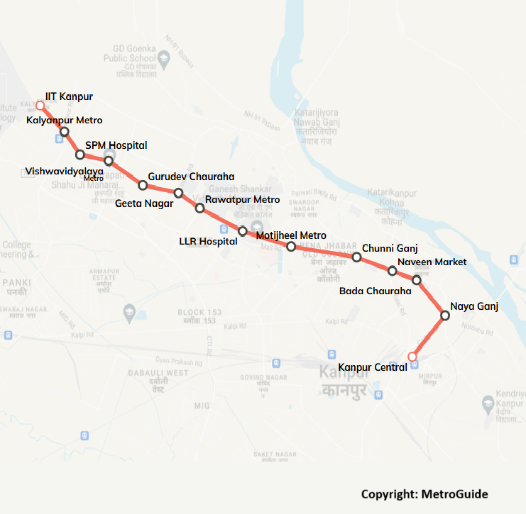 Kanpur Metro Route Map